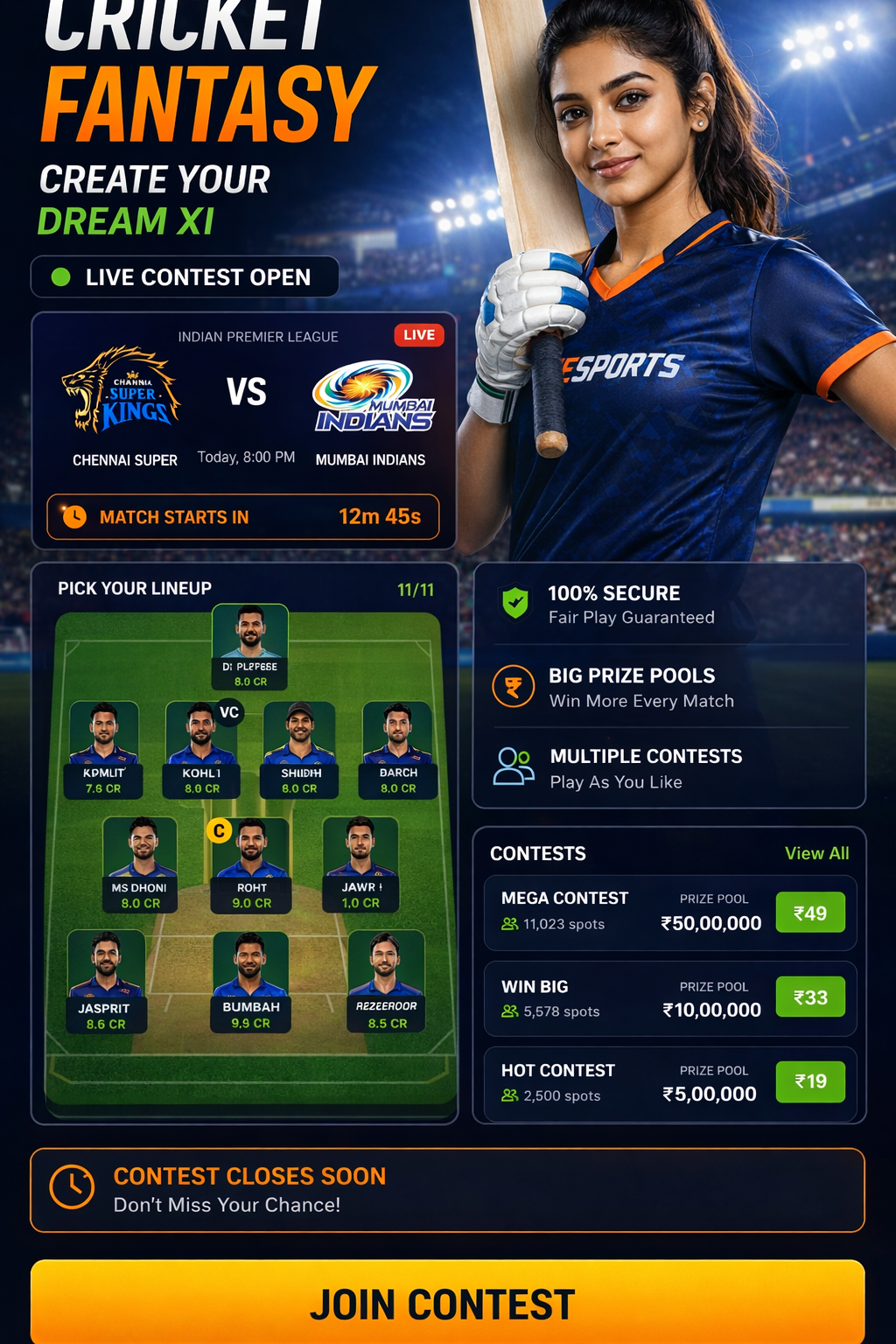 Come Play Pro cricket matchday visual
