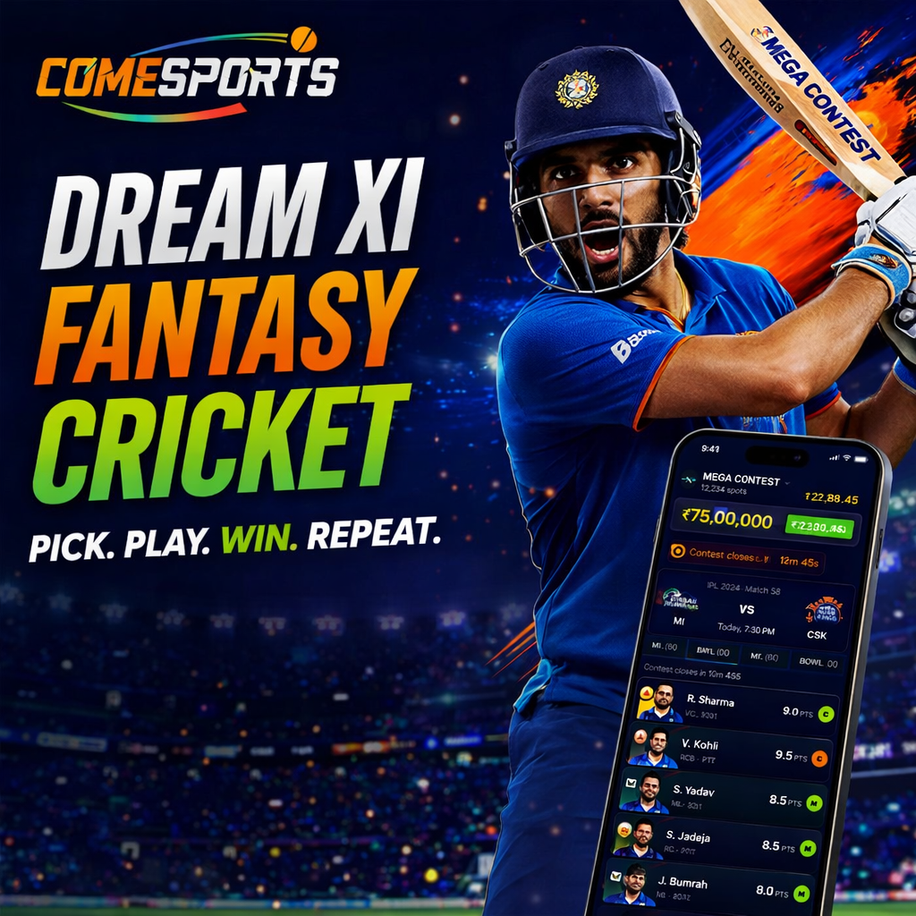 Come Play Pro Dream XI fantasy cricket ad visual