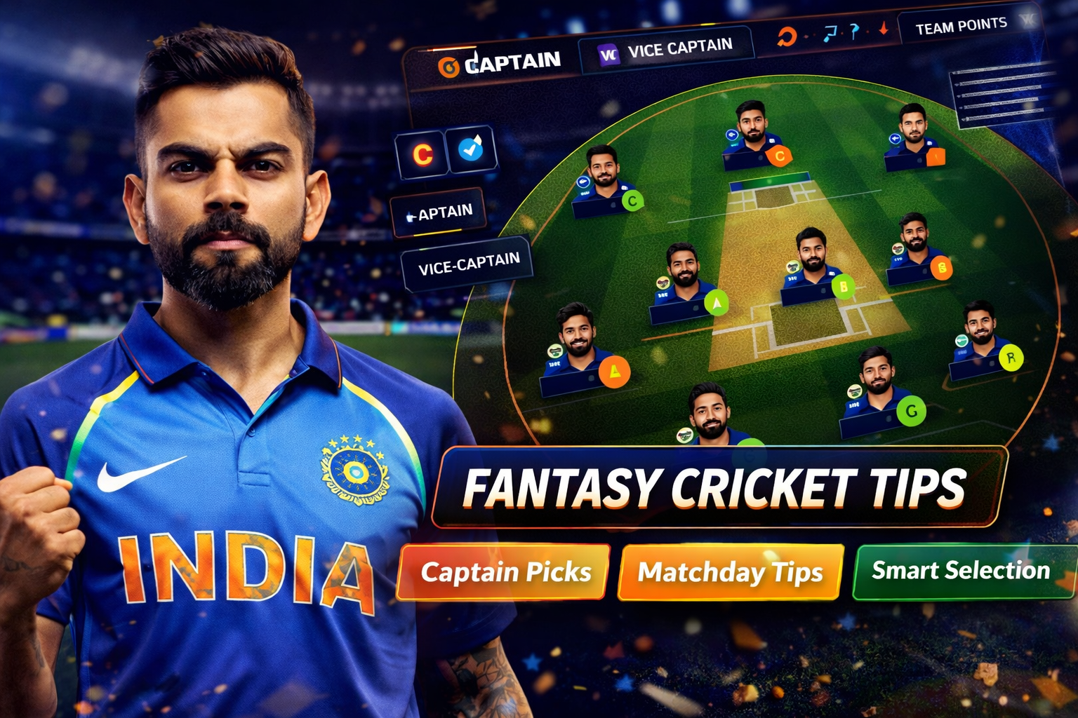 Come Play Pro role based fantasy cricket checklist